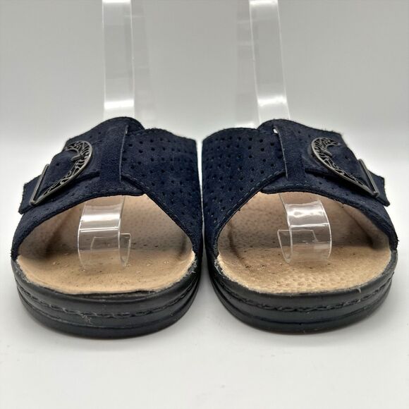 Fly Flot Blue Suede Anti Shock Anatomic Slide Cushioned Sandals Women US 8 Italy - Picture 5 of 11